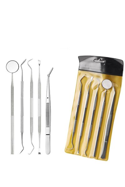 Ttlife Paslanmaz Çelik Diş Temizleme Ağız Bakımı 5 li Set Ayna Orak Skaler Sp...