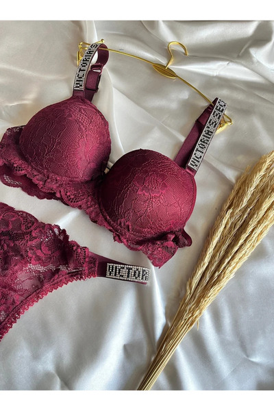 MODELLİFE Σετ εσωρούχων με δαντέλα, λάστιχο, πέτρες, ενισχυμένο με ενίσχυση, ...