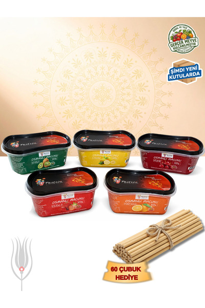 Festiva 5 أنواع من مجموعة الفواكه الفورية 300 جرام معجون عثماني - 60 قطعة من ...