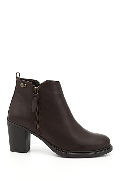 GÖNDERİ(R) حذاء نسائي بني عتيق بسحاب وكعب سميك