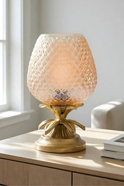 Bahar Aydınlatma Riva Eskitme Gövde Bal Renk Başlık Dekoratif Abajur