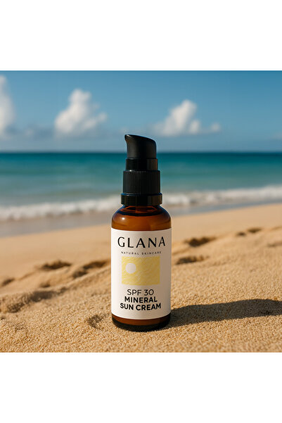 Glana Cosmetics واقي شمسي معدني طبيعي 100% عديم اللون بمعامل حماية 30 SPF