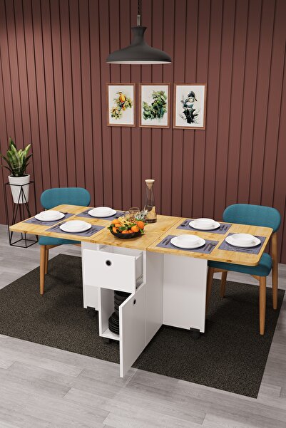 asratrend Asra Trend MDF Katlanır Mutfak Yemek Çalışma Masası, Çekmece+Dolap,...