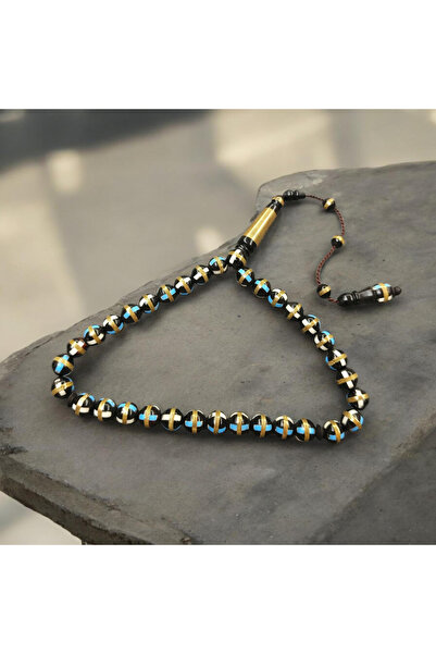 İnan Tesbih سبحة كوكا مطرزة بالمينا الزرقاء والنحاس