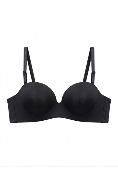 Belvü Sutien negru fără bretele, cu căptușeală dublă, fără sârmă - 1141