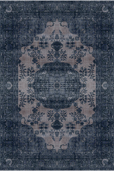 kilim home Μπλε-γκρι αντίκα χαλί με κλασικό σχέδιο, vintage κομψό, για σαλόνι...