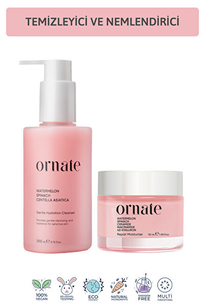 ORNATE Tüm Ciltler için Günlük Temizleyici ve Nemlendirici Bakım Seti