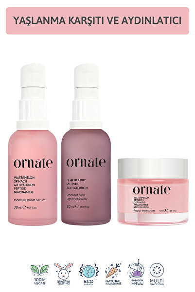ORNATE Yaşlanma Karşıtı, Aydınlatıcı, Nemlendirici Retinol ve Peptit İçeren B...