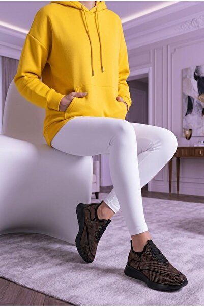 37Numara Large Size Women's Stone-Embellished Sports Shoes 41-42-43-44-Copper...