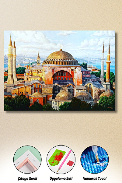 HONDEP 5d Elmas Boyama Mozaik Tablo Tuvale Gerili 40x50 Cm Ayasofya Puzzle Tu...
