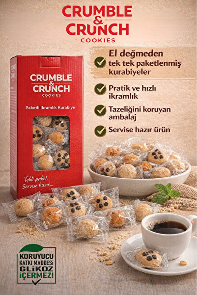 Crumble and Crunch Damla Çikolatalı Paketli Kurabiye 1000 gr – Hijyenik Ambal...