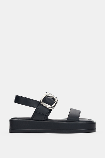selin shoes Sandale de damă elastice cu toc subțire Nency cu cataramă arginti...