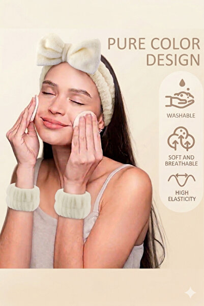 PETEK AKSESUAR مجموعة عصابة رأس وسوار سبا من القطيفة الناعمة مكونة من 3 قطع