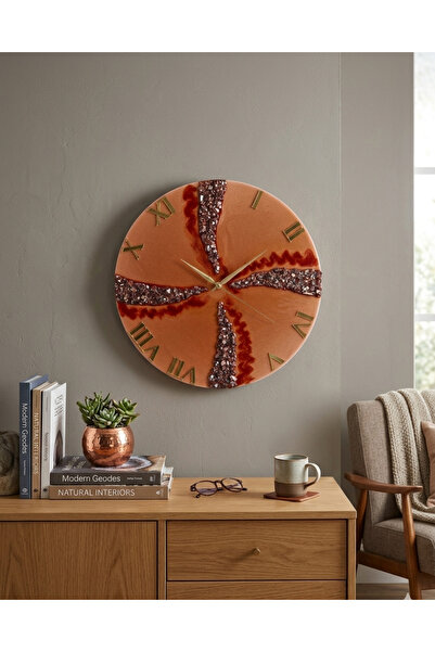 Home Duvar Saati -35 cm-Şık Ve Modern Saat-El Yapımı Dekoratif Epoksi Duvar Saat
