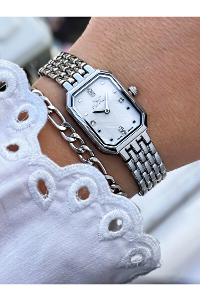 FERRO ساعة يد نسائية بحزام فولاذي فضي FL21752A-A 3ATM مقاوم للماء مع عبوة هدا...