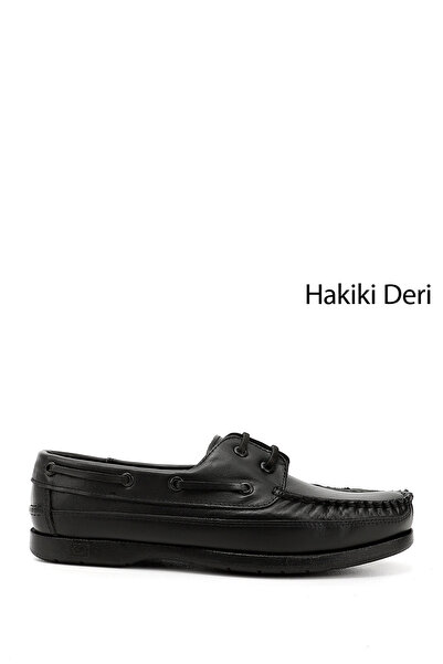 GÖNDERİ(R) Black Gön Genuine Leather Lace-Up Men's Casual Shoes 26490