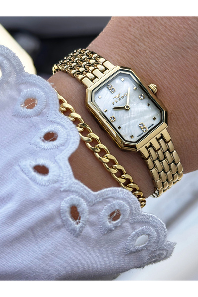 FERRO ساعة يد نسائية بسوار من الفولاذ الأصفر FL21752A-B4 3ATM مقاوم للماء مع ...