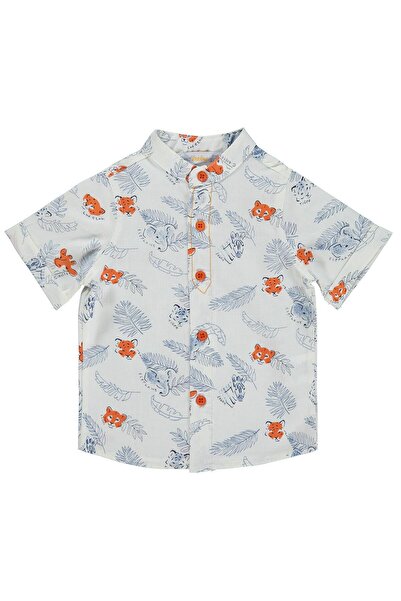 ZEYNEVA Timo Men's Hakim Collar Palmiye Shirt 6-18 Months - Blue