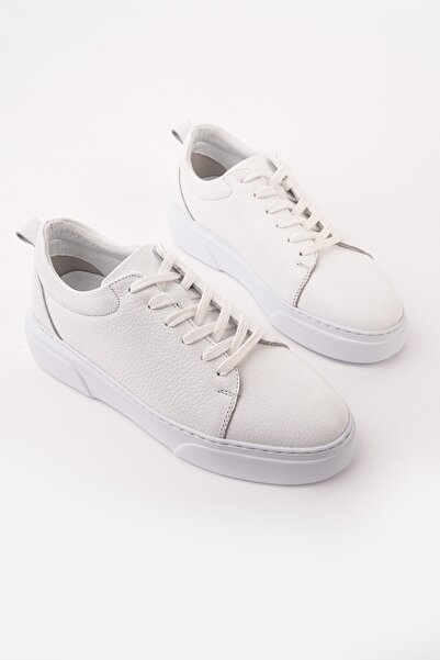 MUGGO Leons Genuine Leather Men's Thick Sole Lace-Up Daily Casual Sneakers