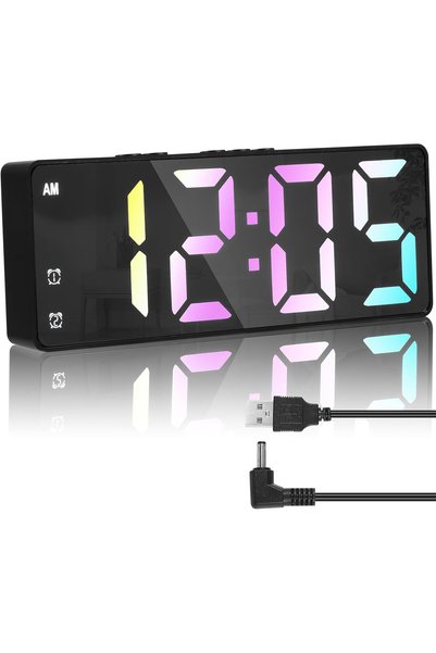 yakpen Aynalı Termometre Alarm Takvimli Led Dijital Modern Masa Saati 18x6cm