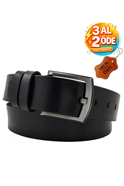 Bosskan بنطلون جينز جلد الجاموس الأصلي حزام أسود ضمان 4 سنوات