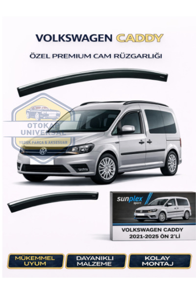 SUNPLEX Volkswagen Caddy 2021-2025 Kromlu Cam Rüzgarlığı Takım 2’Li Takım Rüz...