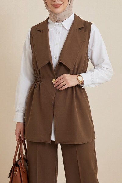 HİJABAYA Σετ παντελόνι με διπλό γιακά και ελαστική μέση, μοντάλ