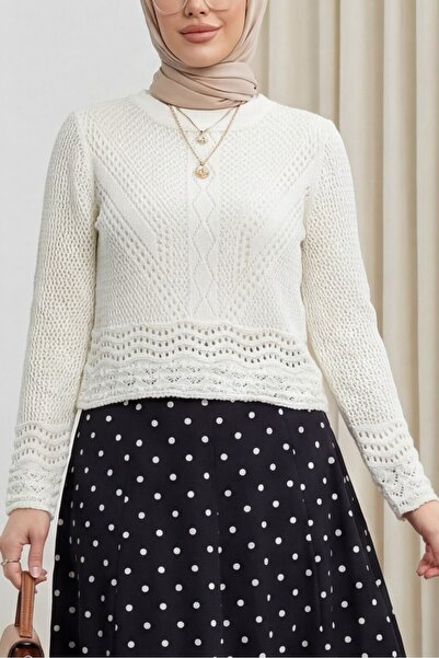 Modamorfo Openwork Patterned Thin Knitwear -Ecru