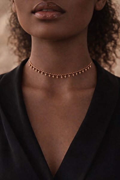 Argentum Concept 925 Ayar Gümüş Rose Toplu Tasma Model Choker Kolye - N117201