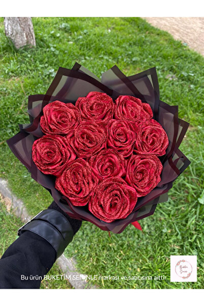 Buketim Seninle Μπουκέτο με Με γκλίτερ κόκκινα ανεξίτηλα σατέν τριαντάφυλλα, ...