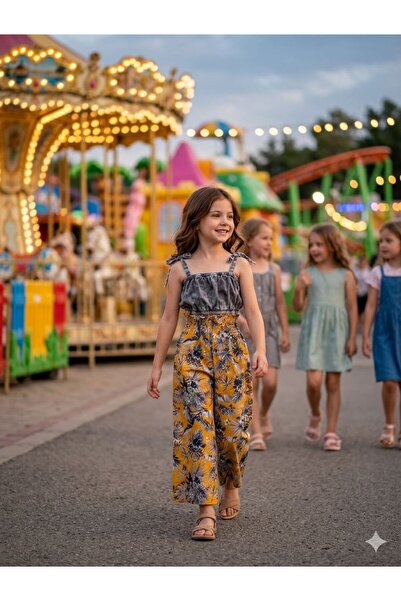 Hilal Akıncı Kids Set de două piese pentru fete, pantaloni largi, blugi, bust...