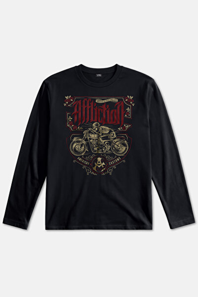 Kendim Seçtim Death Rider Affliction Ölüm Sürücüsü Motosiklet Siyah Uzun Koll...