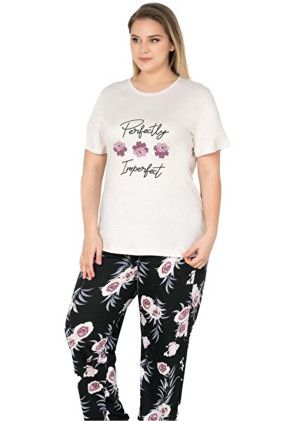 Alperi Plus Size Cotton Oversized Short Sleeve Pajama Set B78-104