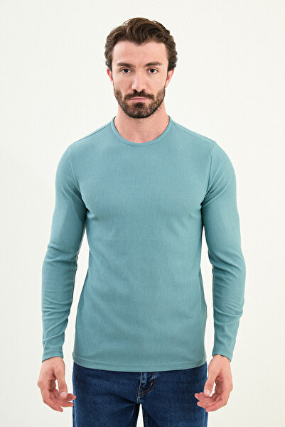 Mcr Tricou bărbătesc cu mânecă lungă, croială slim, decolteu tip crew neck - ...