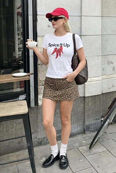 Seeh Tricou de damă cu imprimeu ecru SH249