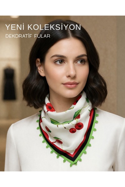 tarzınısec Choose Your Style Cherry Patterned Model Decorative Edge Design Sc...