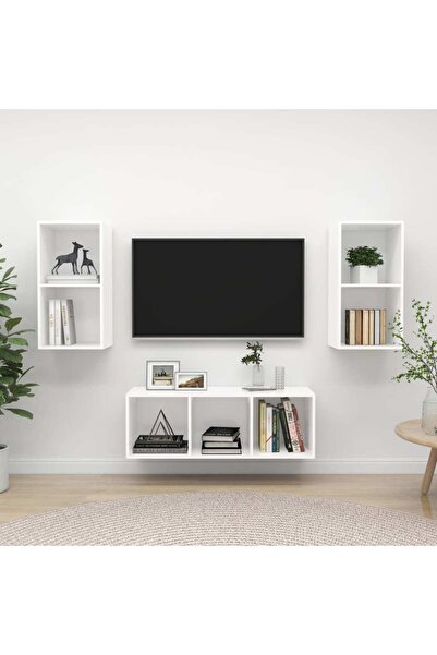 Concept Set de dulapuri TV, 3 piese, alb, PAL