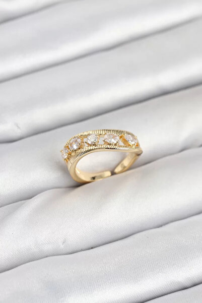 Skygo خاتم نسائي من حجر الزركون بلون ذهبي نحاسي - TJ-BYK3872