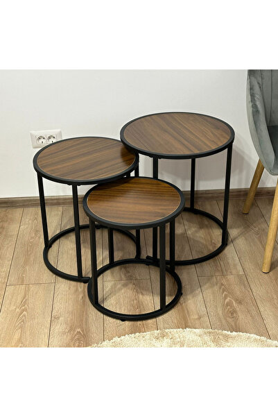 oemco Set of Round Coffee Tables, Modern Design