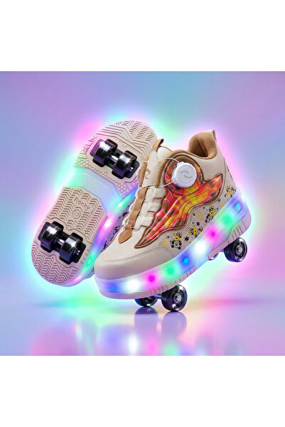 BURUNİ LED Işıklı Paten Ayakkabı Tekerlekli Çocuk Ayakkabısı Erkek Çocuk / Kı...