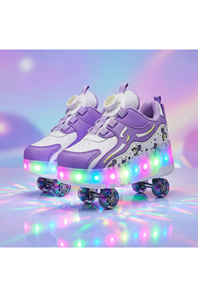 BURUNİ LED Işıklı Paten Ayakkabı Tekerlekli Çocuk Ayakkabısı Erkek Çocuk / Kı...