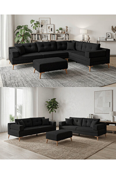 Velura Home & Living Zeri Modüler Yataklı Koltuk Takımı & 2 Adet Üçlü Kanepe ...