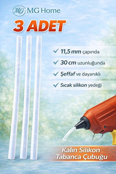 VENON 3 Adet ❤️ Kalın Silikon Tabanca Çubuğu Şeffaf Dayanıklı ❤️ 11.5 Mm x 30...