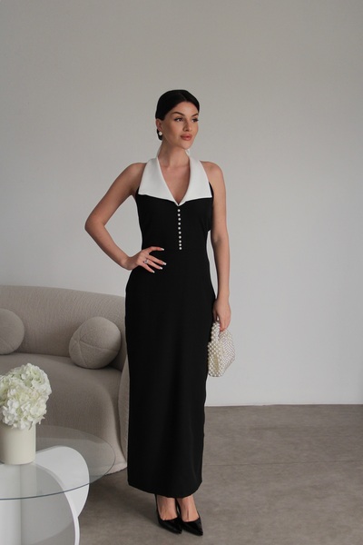 Julidress Φόρεμα Premium Midi μήκος με λεπτομέρειες από φιόγκο και πέρλες