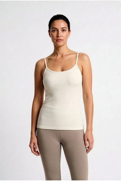 HNX Εκρού Βαμβακερό Λεπτό Λουράκι με Ριμπ Γυναικεία αθλήτρια