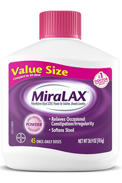 Miralax Laxative Powder, Gentle Constipation Relief for, Stool Softener with ...