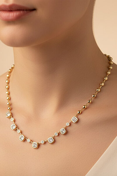 XUPING JEWELRY Stil Incisi/Xupıng Jewelry 14 Ayar Altın Kaplama Nokta Model Z...