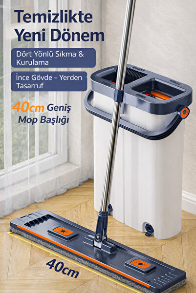 ADEFCO Dört Yönlü Sıkmalı Temizlik Mop Seti