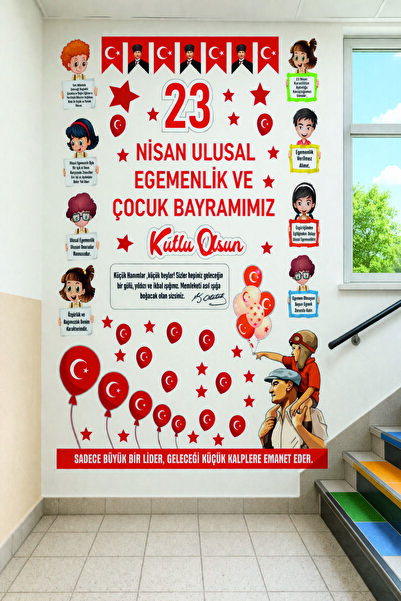 Göktuğ Hediyelik 23 Nisan Çocuk Bayramı Büyük boy Eğlenceli Okul Süsleme Stic...