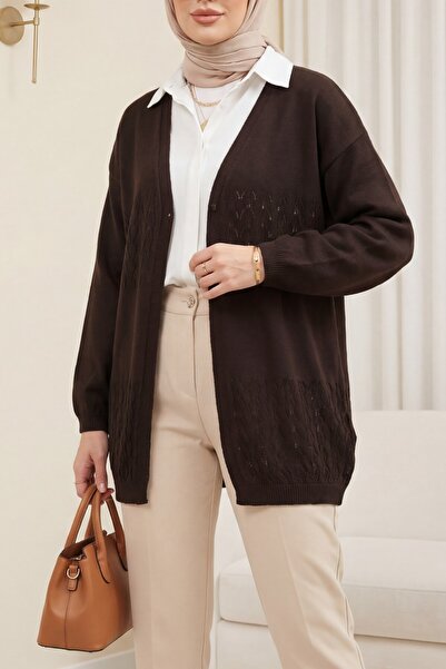 Modamorfo Araboy Openwork Knitwear Cardigan -K. Coffee